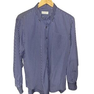 Ascot Chang Custom Made Button Down Dress Shirt Bluish Purple 16" see descript